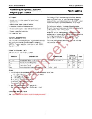 74HC374N,652 datasheet  